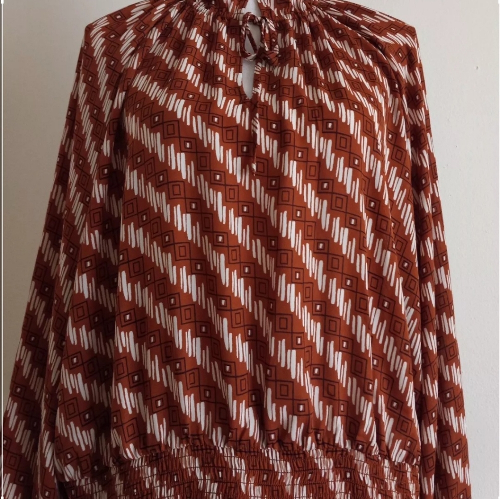 Worthington Size PS Womens Split Tie Neck Long Sleeve Blouse NWT $25 - Picture 5 of 13